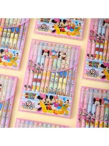 2/4/6/8/12pcs Mickey Mouse Style Erasable Neutral Pens, Cartoon Straight Ballpoint Pens, Stationery Set, Mickey Mouse House Design, Cute & High-Quality, Perfect For Graduation Gift, Birthday Gift