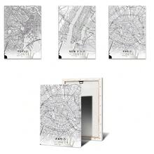 1 件/3 件墙面艺术海报可选框架旅行巴黎、伦敦、纽约、东京、悉尼、香港城市地图、经典电影、海报、房间、酒吧、咖啡馆、装饰贴纸、墙壁画无框/带框帆布艺术 - 彩色 - 查看 32