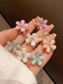 8/12pcs Delicate Flower Mini Small Hair Clips, Sweet Side Bangs Hair Clips Hairpins Hair Accessories