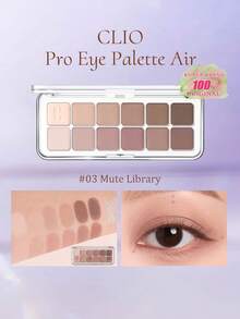 Clio Pro Eye Palette Air 03 Mute Library, Air-Breathe Powder-Cream, Iris-Blur Gradient Tech, Second-Skin Stardust Particles, Cool Gray Rose Diamond, Warm Amber Sugar Frost, Caramel Chestnut Nebula, Pocket-Size Party Essential, K-Beauty, Korean Makeup, 7.2g/0.25oz