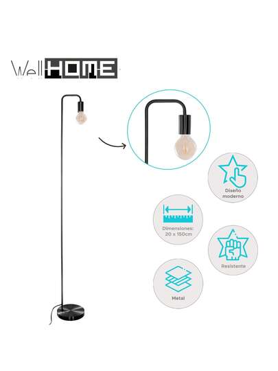 Well Home WELL HOME Zwart Metal Vloer Lamp H150. Free Shipping in 24/72 Hours. view 2