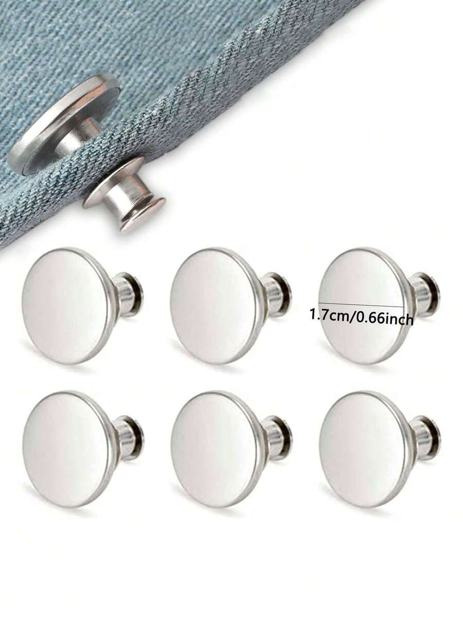 10pcs Detachable Jeans Pin Button, Zinc Alloy Button Without Pins, Waist Size Adjustment Change Button Without Sewing, Fast Pants Pin For Jeans Retractable Button Sewing-Free Buckles Perfect Fit Reduce Waist - Multicolor - View 1