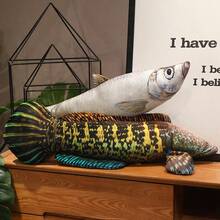 超逼真的鱼毛绒枕头 - 栩栩如生的毛绒动物玩具，柔软可抱的食人鱼/鲟鱼/金枪鱼抱枕，沙发装饰，适合儿童和成人的礼物 - 彩色 - 查看 3