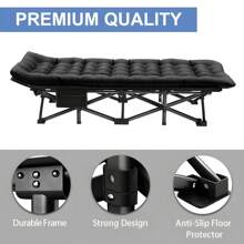 Folding Sleeping Cot For Adults Guest Bed Heavy Duty Portable Cots Camping With Mat, Double Layer 1200D Oxford Cloth, Rated For 880 Lbs