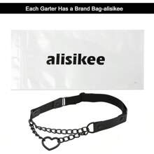 2PCs Adjustable Leg Garter With Chains, Elastic Heart Thigh Garters Belt For Women