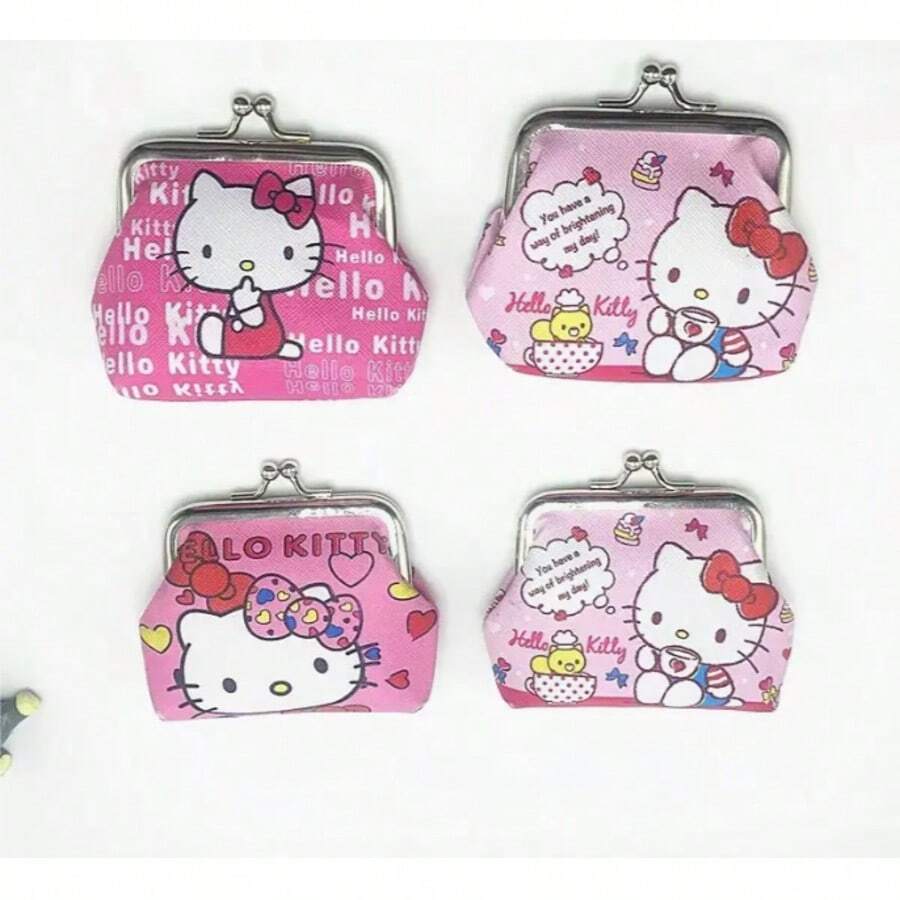 Sanrio 1 Stück [Hello Kitty Tasche] Sanrio Hello Kitty Damen Kurze Schmuck- und Lippenstift Aufbewahrungstasche | Neuer Muster Kleiner Münzbeutel mit KT Katze