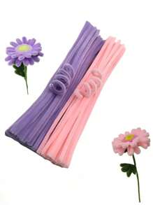 Paquete de valor de 100 piezas Limpiapipas de tela flexible de colores surtidos para manualidades y decoraciones hechas a mano, set de retorcedores con dos opciones de color, kits de flores de limpiapipas, palitos peludos, palitos flexibles, varillas de felpa, limpiapipas de alta calidad de colores variados, kit de limpiapipas de colores mezclados, limpiapipas de chenilla para manualidades, limpiapipas para manualidades, limpiapipas de colores múltiples a granel para proyectos artísticos y manuales DIY, suministros para manualidades, tallos de chenilla