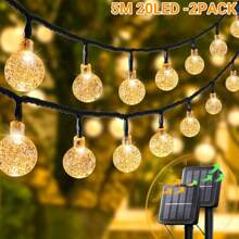 2pcs/1pc Solar Outdoor String Lights, 20LED/100LED Solar Crystal Fairy String Lights, 8 Lighting Modes, Multi-Group, Semi-Embedded Installation, Button Control - Ideal For Weddings, Parties, Patios, Gardens, Christmas And Halloween Celebrations