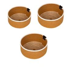 Handwoven Desktop Organizer Set – Braided Storage Baskets (Small, Medium, Large) For Home, Office, Kitchen, Or Bathroom – Decorative Storage Box Modern Boho Desk Organizers For Clutter-Free Workspaces – Durable Natural Fiber Trays & Bins School Supplies,Back To School