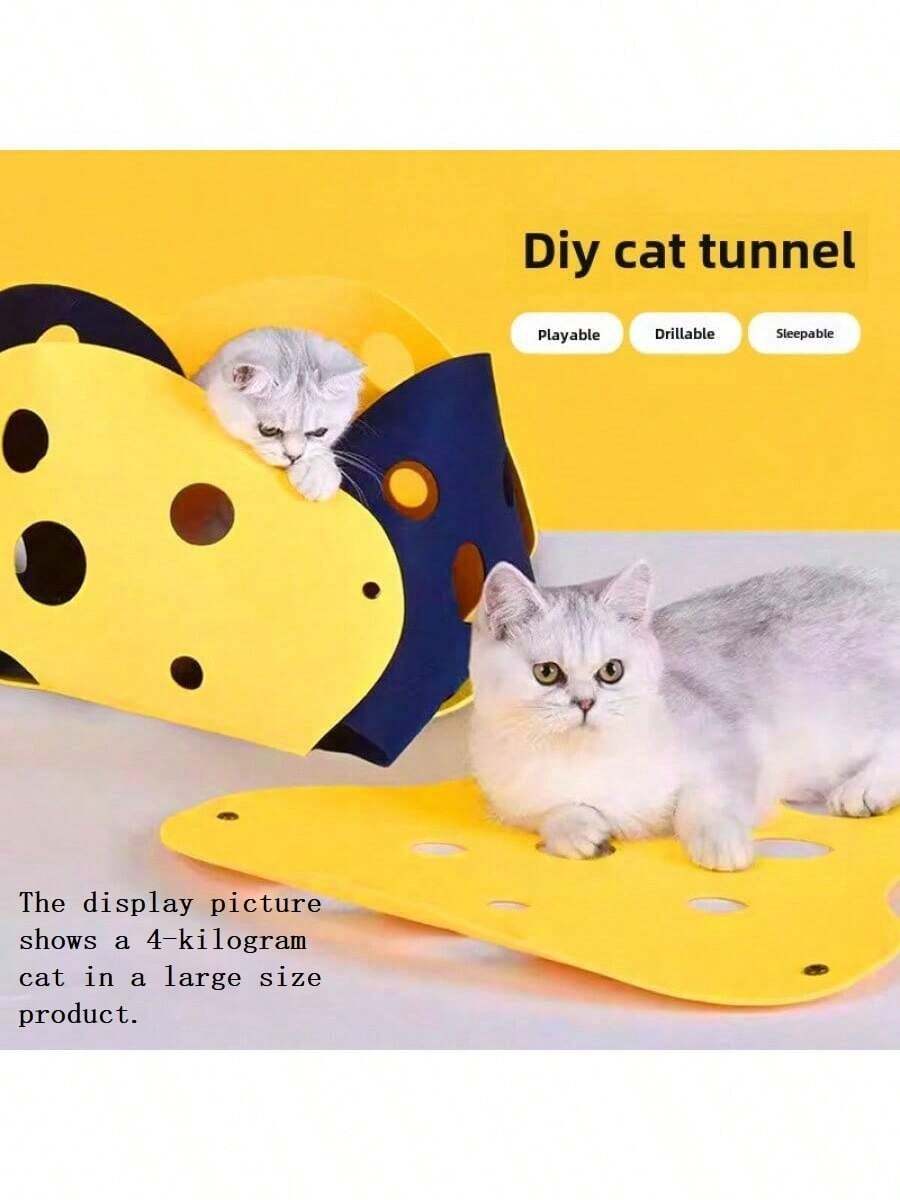 Foldable Cat Tunnel Maze Toy, Imitation Pet Scratching Board, Collapsible Paper Tunnel For Cats To Play, Nap And Scratch - Multicolor - View 1