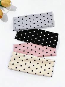 1 件女士波尔卡圆点印花宽弹性头带，洗脸化妆头带，运动头带，女士发饰秋冬发带，适合度假装女士优雅围巾