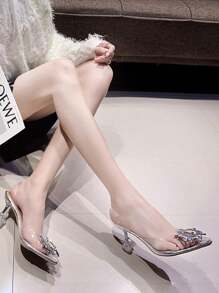 Sandalias de tacón alto de mujer de moda, tacones altos transparentes