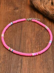 Colier colorat din argilă polimerică, colier cu pandantiv din lut moale, în stil european și american de vară, potrivit pentru activități în aer liber