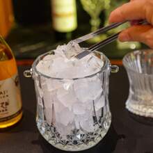 1pc Elegant Transparent Ice Bucket With Handle - Fashionable Portable Beverage Cooler Suitable For Parties And Events
