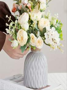 1 Stück nordischer Stil gerüschte Plastik Vase, kreative europäische Luxus Heim Dekoration Blumenvase, zufällige Farbe, Tischdekoration für Wohnzimmer Schlafzimmer Raumdekoration Glasvase