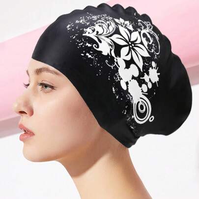 Women Long Hair Swim Cap, Silicone Swim Cap With Ear Protection, Swimming Cap For Long Hair, Suitable For Men & Women, Special Design Waterproof Slip-Resistant Long Hair Swim Cap For Adults, Beach Essentials, Beach Accessories, Pool Float