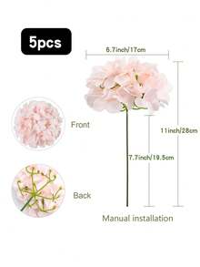 Bó hoa cẩm tú cầu nhân tạo 20/10/5/3/2/1 bông, kích thước 9.06 inch, cành cẩm tú cầu giả, thích hợp trang trí bàn tiệc cưới, trang trí nhà cửa (màu trắng) - Hồng - Xem 10