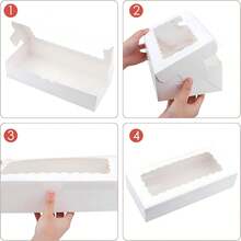 20Pcs, White Cookie Boxes With Window ,Bakery Box With Window For Treats,12.5 X 5.5 X 2.5 Inches Chocolate Covered Strawberries Boxes Treat Boxes Bakery Supplies For Pastries, Desserts, Donuts, Muffins - White - View 4
