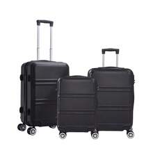 Living And Home 3PCS ABS Suitcase Set (20"/24"/28") - Lightweight Luggage With TSA Lock & 360° Wheels - Black - Black - View 5