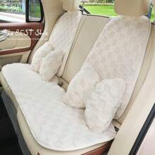 1 Stück kuscheliger, weicher Auto Nackenkissen Kopfstütze, Auto Sitzauflage, Damen Fellauflage warm rutschfest bequem Halbe Auto Sitzabdeckung, geeignet für die meisten Automodelle im Herbst & Winter