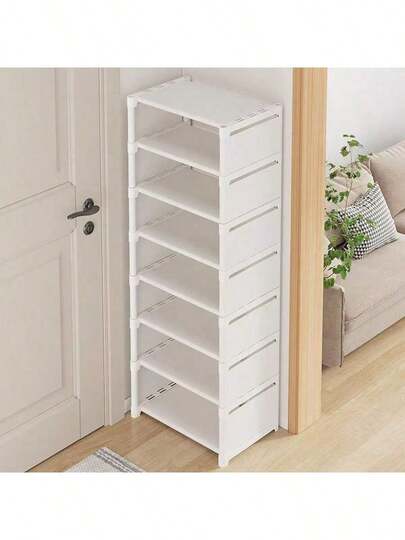 1pc Home White Multi-Layer Double Row Shoe Rack, School Dormitory Shoe Rack, Suitable For Living Room, School Dormitory, Can Be Freely Assembled,Holiday Gifts For Girlfriends, Holiday Gifts For Boyfriends