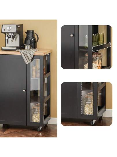 SoBuy FKW75 SCH, Kitchen Storage Trolley Serving Cabinet Tier Side Shelves, Zwart view 10