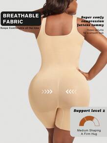 1 pieza Mono de compresión sin costuras de talla grande para mujer, body moldeador negro para el busto