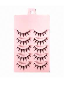 1 Caja (5 Pares) de Pestañas Negras de Diablo, Estilo Japonés Anime Acogedor Pestañas Gruesas y Bonitas para Chicas, De Aspecto Natural, Hechas a Mano, Tira Completa para Cosplay