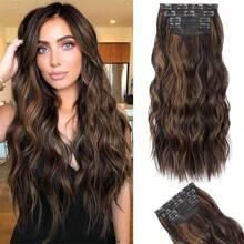 Long Synthetic 4pcs/Set Clip In Hair Extenstion 20inch Water Wave 11clips Wavy Hairpiece Clip On Hair Extensions Heat Resistant,Cheap Curly Hair