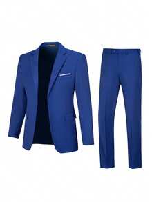 2pcs Men's Suit Set Jacket Pants Wedding Modern Business Formal Suit Size XS-XXXL Fall Winter Clothes For Men - Xanh đậm - Xem 3