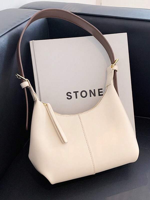 Minimalist Hobo Shoulder Bag, Solid Color Portable Handbag For Girls, Women, Beginners, And White-Collar Workers For Work, Shopping, And Casual Fashion. Perfect For Office, Business, And Work.