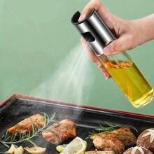 1 Stück transparente Glas Edelstahl Öl Sprühflasche, moderne minimalistische Küchen Kochsprühflasche für BBQ, Salat, Backen, Öl Kontrolle, Gewürze, vielseitig einsetzbare Olivenöl Zerstäuber mit feiner Sprühdüse für gesundes Kochen und Grillen, unverzichtbares Küchengerät, Glasgehäuse, Edelstahlkappe, einfach zu benutzen und zu reinigen, Ideales Küchen Zubehör, Öl Sprühflasche, Heißluftfritteuse, Olivenöl Spender