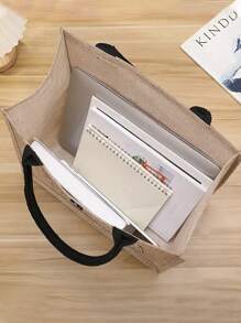 Sac fourre-tout en lin multifonction de grande capacité, sac à main multifonction, sac de courses, convient pour les déplacements quotidiens au printemps et en été, sac de plage attrayant en été, sac à main en lin de couleur unie, sac cadeau personnalisé, peut être un sac cadeau fait maison, léger, sac de courses multifonction, sac à main en lin