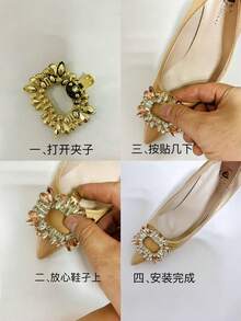 1pc Classic Multiple Options Elegant Crystal Shoe Clip, Rhinestone Metal Detachable Shoe Accessory, Suitable For Bridal Heels And Other Dress Shoes - Blue and White - View 5