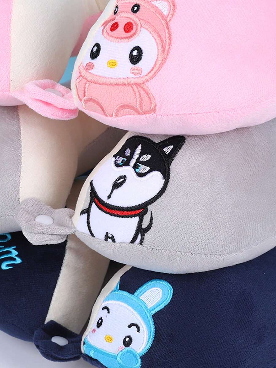 刺繡U型旅行枕頸部保護枕，成人便攜式辦公室開車頸枕