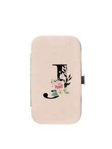 7件套指甲钳套装，黑色花卉字母图案，含便携收纳盒，大容量指甲护理盒，不锈钢工具，超锋利防溅指甲钳套装，经典设计剪钳盒，适用于移动美容、旅行、外出、居家学习等场合。 - 米色 - 查看 23