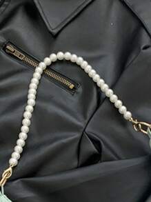 Bolso de hombro en forma de media luna con cadena de perlas, elegante bolso bandolera, bolso de mano mini, bolso casual para exteriores, versátil bolso para viajes
