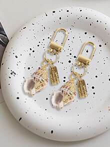 Imitation Natural Conch, Golden Brand Jewelry, Boho-Chic Beach Jewelry, Conch Keychain, Reusable, A Must-Have Item For Summer Beach Vacations, With A Five Pointed Star Buckle And High Load-Bearing Capacity, Suitable For Backpacks - Multicolor - View 2