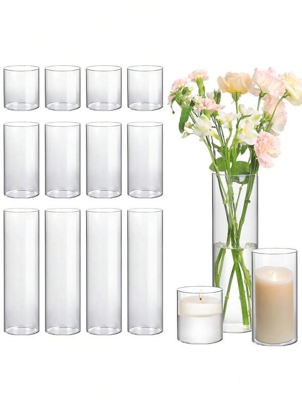 1 stuk glazen vazen voor bloemen, hoge, doorzichtige vazen voor middelpunten, bruiloftsdecoraties, 3 diameters orkaan, drijvende kaarsenhouder, moderne, eenvoudige vazen, formele diners, woondecoratie