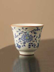 1 Stück/1 Set Ru-Brennöfen blühende Blumen Teetasse, Keramikmaterial, luxuriöser retromoderner Kung-Fu-Tee-Zeremonie-Becher, elegante Teetasse zum Empfangen von Gästen und Freunden, Geschenkbox-Verpackung zum Verschenken, geeignet für Nachmittagstee und Kaffee zum Schulbeginn