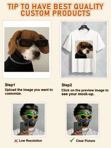 Conjunto masculino personalizado de 2 peças com camiseta branca e shorts preto, caimento casual e solto, personalize com suas próprias fotos (casais, animais de estimação, fotos de grupo), texto (nomes, slogans, citações), ótimo para namorado, família, amigos, aniversário, presentes de feriado, dia dos namorados, aniversário