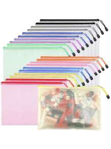 1/2/4/8Pcs Portable Zipper File Bag Transparent Single-Layer Mesh Student Test Paper Data Storage Bag Office Files Stationery (A4 A5 B5)
