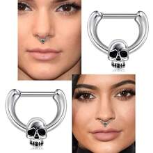 CIZME Piercing de nariz de argola de aço inoxidável 16G-20G, piercing de cartilagem, argola de nariz, joia para mulheres e homens, argolas de nariz prateadas, douradas e pretas de 6 mm, 8 mm e 10 mm, argola de segmento articulada Y2K, piercing de argola de septo, argola de cartilagem, argola de aço inoxidável para hélix tragus, lábio, septo, brinco de argola