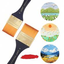 专业画笔 – 黑金色手柄，配密实尼龙毛和铝制套圈 – 扁平、圆形和斜角笔尖，适用于丙烯、油画和水彩 – 适合学生、初学者和艺术家的美术用品 – 返校必备 - 均碼 - 查看 7