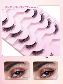 ENCHUW 8对半睫毛自然蓬松纤细假睫毛条状睫毛猫眼卷翘假睫毛