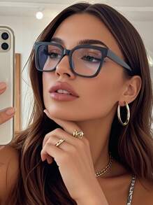 1 pièce/3 pièces Lunettes transparentes à monture géométrique à la mode pour femmes pour la lecture, la vie scolaire et de bureau. Accessoires pour la Saint-Valentin.