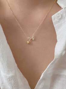 GAGAFEEL 1 pièce Collier rose en argent sterling S925 serti de zirconium, de conception de niche, de luxe, de haute qualité et élégant. Idéal pour un port quotidien des femmes, cadeau d'anniversaire pour la petite amie.