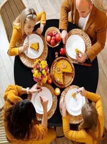 Okrągły obrus stołowy, Elastyczne dopasowane obrusy winylowe z flanelą, Wodoodporne, zmywalne obrusy stołowe do użytku wewnątrz i na zewnątrz, na piknik i kemping,