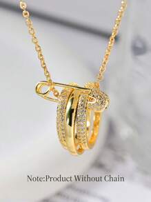 1pc Fashion Safety Pin Decorative Ring,Sparkling Rhinestone Pendant Accessory,Multi-Layer Removable Ring With Pin Design,Elegant Ladies Jewelry,Suitable For Daily Wear,Perfect Gift For Birthday,Valentine's Day.(Chain Is For Display Only,Not Included)