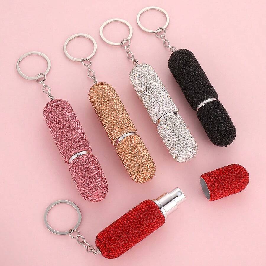 1 件水晶香水可填充瓶、迷你钥匙扣便携式香水喷雾瓶、高品质女士配饰礼物